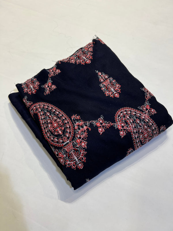 EMBROIDED DHANAK PEACH WOOL 3 pc SHAWL BAREEZAY