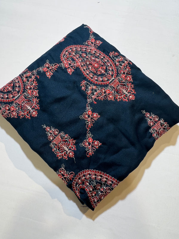 EMBROIDED DHANAK PEACH WOOL 3 pc SHAWL BAREEZAY