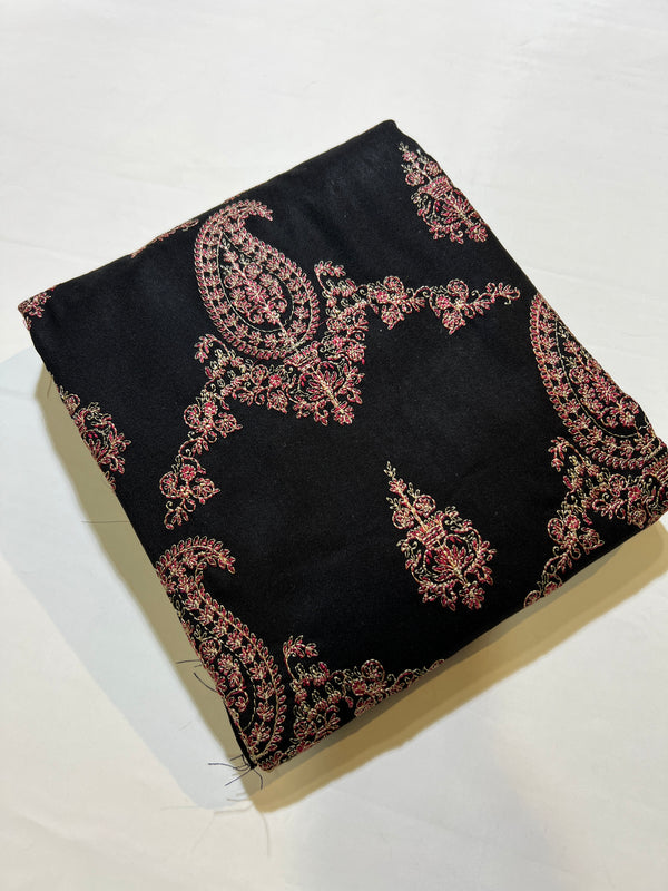 EMBROIDED DHANAK PEACH WOOL 3 pc SHAWL BAREEZAY