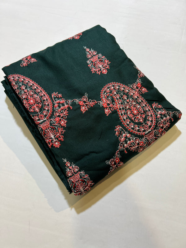 EMBROIDED DHANAK PEACH WOOL 3 pc SHAWL BAREEZAY