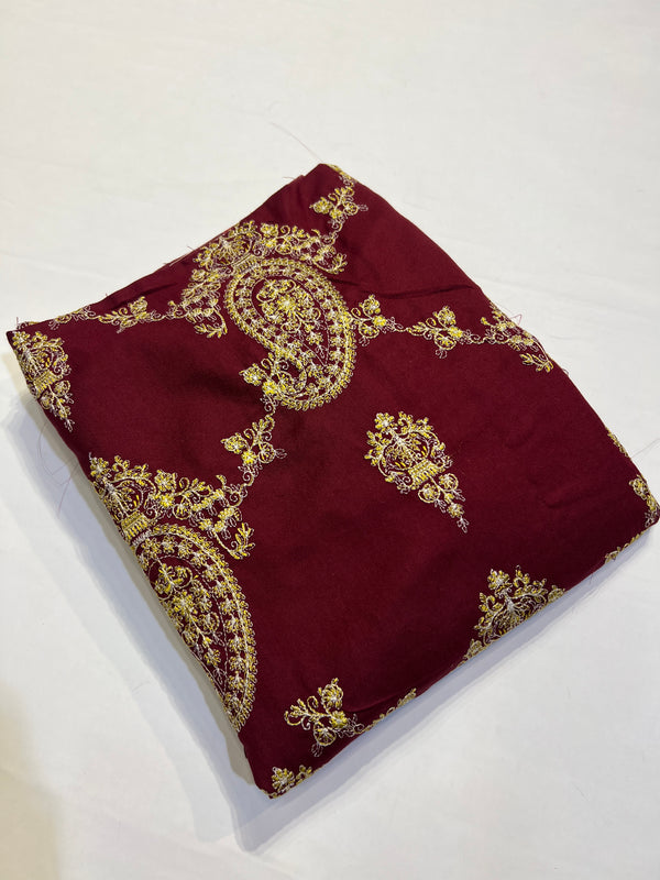 EMBROIDED DHANAK PEACH WOOL 3 pc SHAWL BAREEZAY