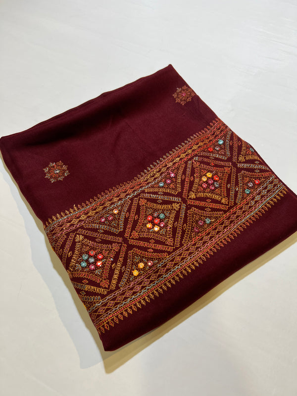 KASHMIRI KACHA TANKA PASHMINA SHISHA WORK SHAWL