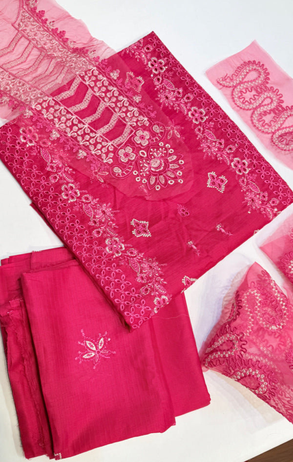 ZOE SHOKING PINK LAWN CHIKENKARI 2 P