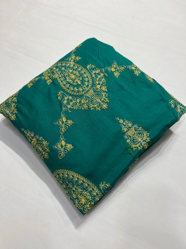 EMBROIDED DHANAK PEACH WOOL 3 pc SHAWL BAREEZAY